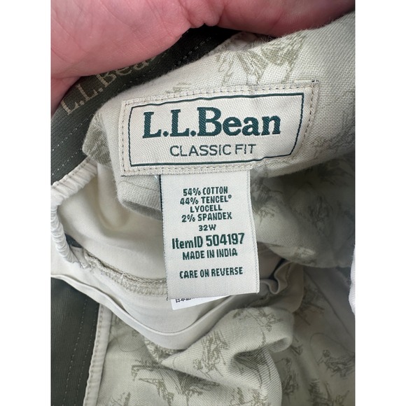 LL Bean Mens Classic Fit Chino Shorts Beige Tan Cotton Tencel Stretch 32W 504197 - Picture 7 of 10